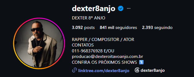 Perfil @dexter8anjo no Instagram