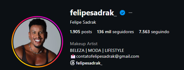 Perfil @felipesadrak_ no Instagram