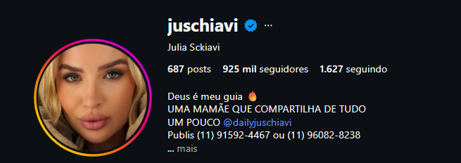 Perfil @juschiavi no Instagram